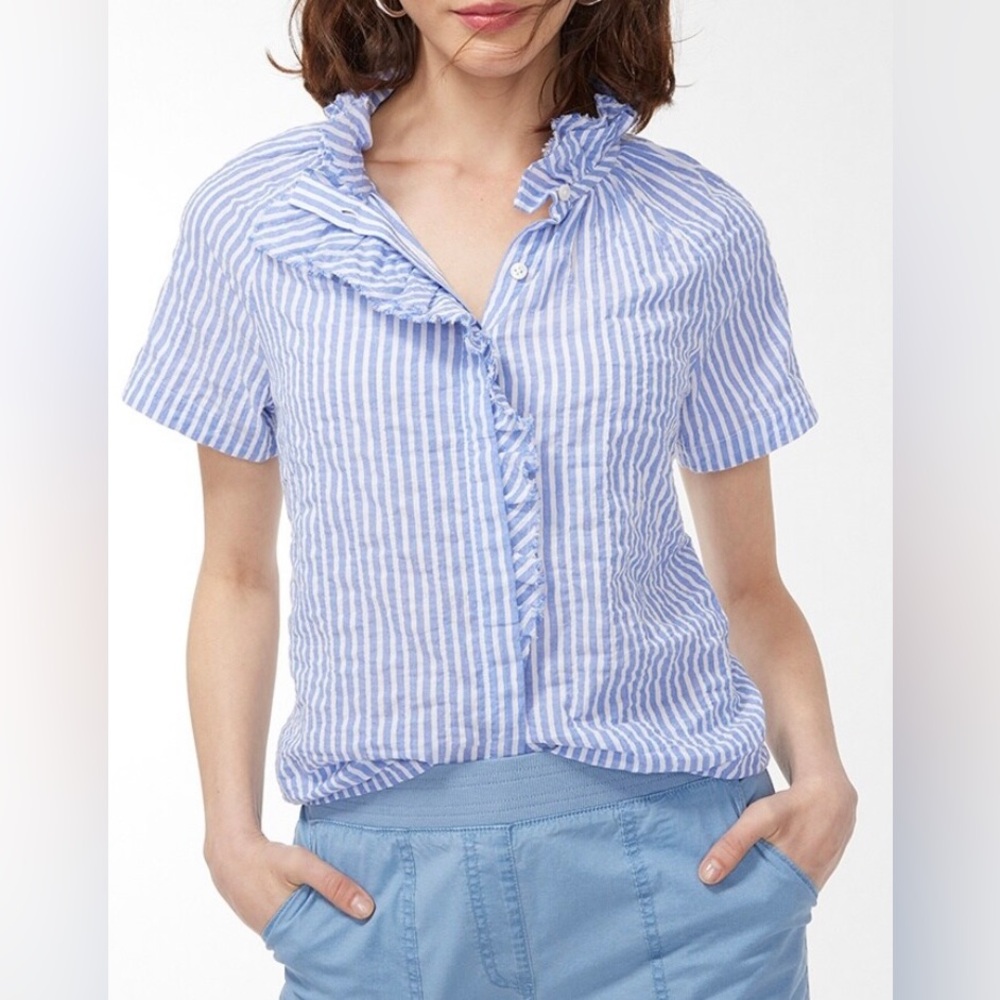 NWT chicos double ruffle, striped top, size 0 us 4
